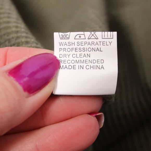 Anna Kaci Olive Waffle Knit Thermal Oversized Drop Shoulder V-Neck Top Size M - Picture 10 of 11